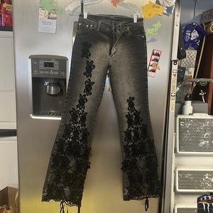 This dress jean is designed for a fit person size 8. (large). made in Argentina